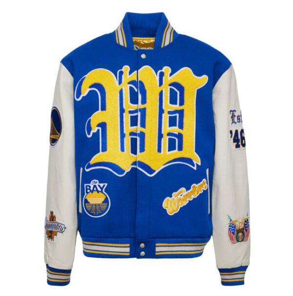 GOLDEN STATE WARRIORS 7TH CHAMPIONSHIP WOOL & LEATHER JACKET